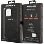AMG AMHMP14XOSDBK Black Hardcase Leather Curved Lines Magsafe Kryt iPhone 14 Pro Max