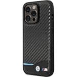 BMW BMHCP13L22NBCK Black Hardcase Leather Carbon Kryt iPhone 13 Pro