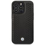 BMW BMHCP14L22RFGK Black Leather Diamond Pattern Kryt iPhone 14 Pro