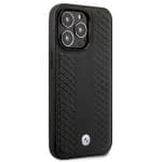 BMW BMHCP14L22RFGK Black Leather Diamond Pattern Kryt iPhone 14 Pro