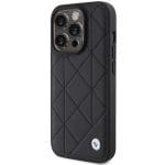 BMW BMHCP15L22RQDK Black Leather Quilted Kryt iPhone 15 Pro