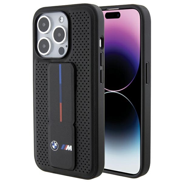 BMW BMHCP15LGSPPRK Black Hardcase Grip Stand Smooth & Perforated Kryt iPhone 15 Pro