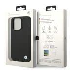 BMW BMHCP15LSILBK Black Silicone Metal Logo Kryt iPhone 15 Pro