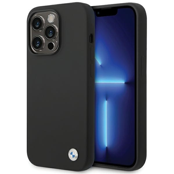 BMW BMHCP15LSILBK Black Silicone Metal Logo Kryt iPhone 15 Pro