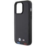 BMW BMHCP15X22PTDK Black Leather Stamp Tricolor Kryt iPhone 15 Pro Max