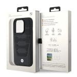 BMW BMHCP15X22RPSK Black Leather Seats Pattern Kryt iPhone 15 Pro Max
