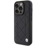 BMW BMHCP15X22RQDK Black Leather Quilted Kryt iPhone 15 Pro Max