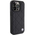 BMW BMHCP15X22RQDK Black Leather Quilted Kryt iPhone 15 Pro Max