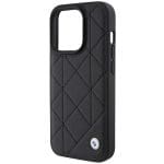 BMW BMHCP15X22RQDK Black Leather Quilted Kryt iPhone 15 Pro Max