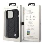 BMW BMHCP15X22RQDK Black Leather Quilted Kryt iPhone 15 Pro Max