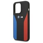 BMW BMHCP15X22SCSK Black Silicone Blue&Red Stripes M Collection Kryt iPhone 15 Pro Max