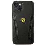 Ferrari FEHCP14MRBUK Black Hardcase Leather Stamp Sides Kryt iPhone 15 Plus/14 Plus
