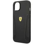 Ferrari FEHCP14MRBUK Black Hardcase Leather Stamp Sides Kryt iPhone 15 Plus/14 Plus