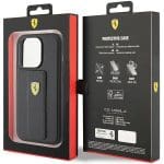 Ferrari FEHCP15LGSPSIK Black Hardcase Grip Stand Metal Logo Kryt iPhone 15 Pro