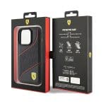 Ferrari FEHCP15LPWAK Black Hardcase Perforated Waves Metal Logo Kryt iPhone 15 Pro