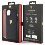 Ferrari FEHCP15MRDUK Black Hardcase Quilted Metal Logo Kryt iPhone 15 Plus/14 Plus