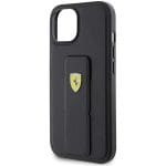 Ferrari FEHCP15SGSPSIK Black Hardcase Grip Stand Metal Logo Kryt iPhone 15