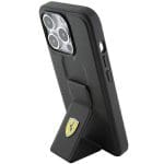 Ferrari FEHCP15XGSPSIK Black Hardcase Grip Stand Metal Logo Kryt iPhone 15 Pro Max