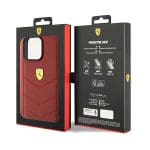 Ferrari FEHCP15XRDUR Red Hardcase Leather Stitched Lines Kryt iPhone 15 Pro Max