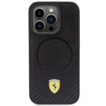 Ferrari FEHMP15LPTEK Black Hardcase Carbon Metal Logo Magsafe Kryt iPhone 15 Pro