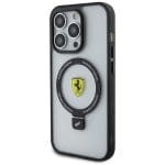 Ferrari FEHMP15LUSCAH Transparent Hardcase Ring Stand 2023 Collection Magsafe Kryt iPhone 15 Pro