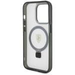 Ferrari FEHMP15LUSCAH Transparent Hardcase Ring Stand 2023 Collection Magsafe Kryt iPhone 15 Pro