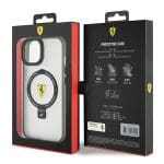 Ferrari FEHMP15SUSCAH Transparent Hardcase Ring Stand 2023 Collection Magsafe Kryt iPhone 15