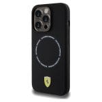 Ferrari FEHMP15XSBAK Black Hardcase Printed Ring Magsafe Kryt iPhone 15 Pro Max