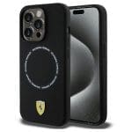 Ferrari FEHMP15XSBAK Black Hardcase Printed Ring Magsafe Kryt iPhone 15 Pro Max