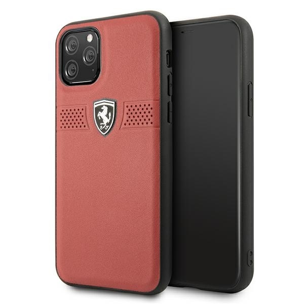 Ferrari FEOBAHCN58RE Red Hardcase Off Track Leather Kryt iPhone 11 Pro