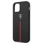 Ferrari FEOMSHCP12LBK Black Hardcase Off Track Leather Nylon Stripe Kryt iPhone 12 Pro Max