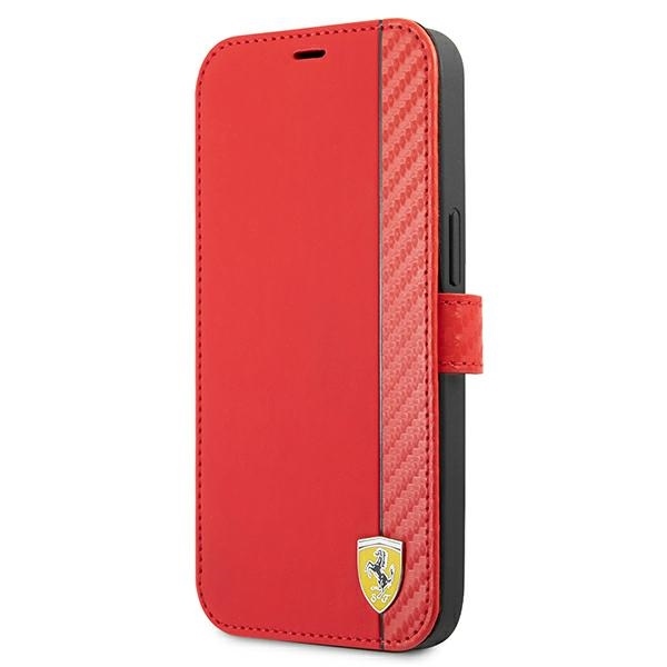 Ferrari FESAXFLBKP13LRE Red Book On Track Carbon Stripe Kryt iPhone 13 Pro