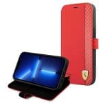 Ferrari FESAXFLBKP13SRE Red Book On Track Carbon Stripe Kryt iPhone 13 Mini