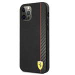 Ferrari FESAXHCP12LBK Black Hardcase On Track Carbon Stripe Kryt iPhone 12 Pro Max