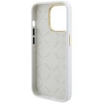 Guess GUHCP15LM4DGPH White Hardcase Silicone Logo Strass 4G Kryt iPhone 15 Pro