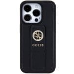 Guess GUHCP15LPGSSADK Black Hardcase Grip Stand 4G Saffiano Strass Kryt iPhone 15 Pro