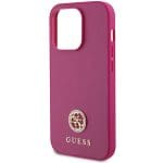 Guess GUHCP15LPS4DGPP Pink Hardcase Strass Metal Logo Kryt iPhone 15 Pro