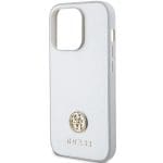 Guess GUHCP15LPS4DGPS Silver Hardcase Strass Metal Logo Kryt iPhone 15 Pro