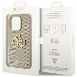 Guess GUHCP15LPSP4LGD Gold Hardcase Perforated 4G Glitter Kryt iPhone 15 Pro