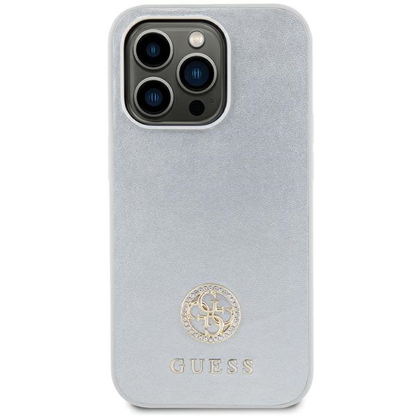 Guess GUHCP15MPS4DGPS Silver Hardcase Strass Metal Logo Kryt iPhone 15 Plus