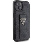 Guess GUHCP15SPGS4TDK Black Hardcase Grip Stand 4G Triangle Strass Kryt iPhone 15