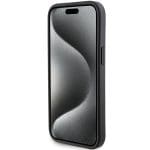 Guess GUHCP15SPGS4TDK Black Hardcase Grip Stand 4G Triangle Strass Kryt iPhone 15
