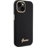 Guess GUHCP15SSMBSLK Black Hardcase Silicone Script Metal Logo & Frame Kryt iPhone 15