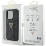 Guess GUHCP15XPGS4TDK Black Hardcase Grip Stand 4G Triangle Strass Kryt iPhone 15 Pro Max