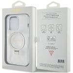 Guess GUHMP15LHRSGSD Transparent Hardcase Ring Stand Script Glitter MagSafe Kryt iPhone 15 Pro