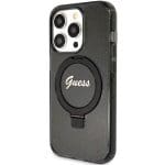 Guess GUHMP15LHRSGSK Black Hardcase Ring Stand Script Glitter MagSafe Kryt iPhone 15 Pro