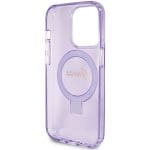 Guess GUHMP15LHRSGSU Purple Hardcase Ring Stand Script Glitter MagSafe Kryt iPhone 15 Pro