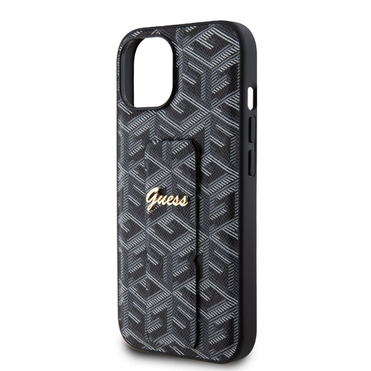 Guess PU Grip Stand G Cube Black Kryt iPhone 15