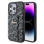 Guess PU Grip Stand G Cube Black Kryt iPhone 15 Pro