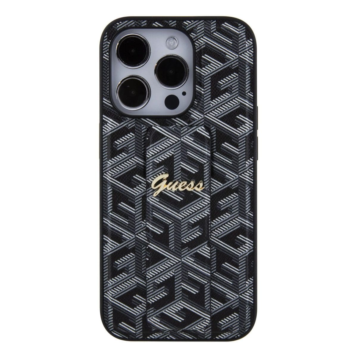 Guess PU Grip Stand G Cube Black Kryt iPhone 15 Pro Max